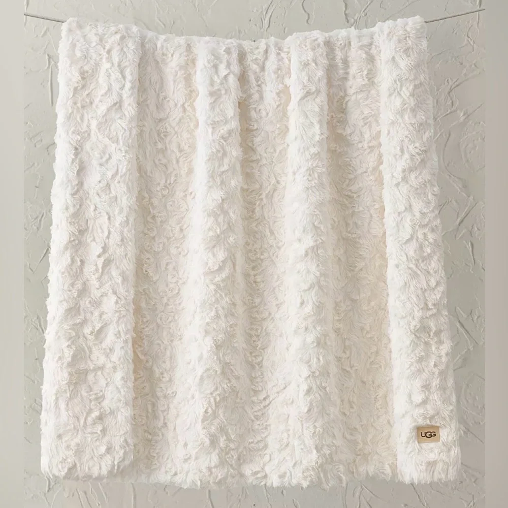 UGG Adalee Cozy Faux Fur Throw Natural White 50x70 NWT